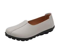 Breathable Soft Bottom Women's Single Shoes Flat One Foot Stirrup Kitchen Non Shoes Black Work Shoes Soft Leather Flat Shoes Silver Flat Shoes (Grey, 5.5)