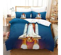 Breathable Space Shuttle Duvet Cover Set King（220x240cm）, Quilt Cover Set The Discovery Shuttle Theme with Pillowcases, Soft Microfiber Bedding Set Nice-looking