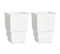 Breathable square root control flowerpot 2pcs set made from plastic, designed to avoid root binding and provide ample space for healthy root development indoors and outdoors (8cm black)