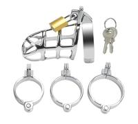 Breathable Stainless Steel Protective Cage for Men, Durable Crossdressing Set Male Chastity Device Cage for Penis Zinc Alloy Penis Exercise Chastity Device Locked