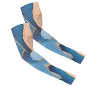 Breathable & Stretchy Men's & Women's Compression Arm Sleeves for Outdoor Sports Stretchy for Most Arms Marble Royal Blue Peach