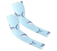 Breathable & Stretchy Unisex UV Protection Arm Sleeves for Driving Commuting Stretchy for Most Arms Blue Sea Dog Star Ocean Wave Seamless Pattern Cool Ocean Sea Creature