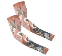 Breathable & Stretchy Unisex UV Protection Arm Sleeves for Golf Cycling Fishing One Size Fits All Red Panda Floral Scarf Art