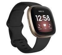 Breathable Sweatproof Solid Color Silicone Watch Strap Compatible with Versa 3 and Sense Undone Watches for Men (Black, One Size)