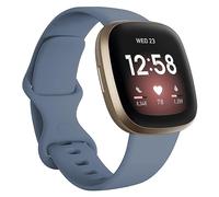 Breathable Sweatproof Solid Color Silicone Watch Strap Compatible with Versa 3 and Sense Undone Watches for Men (Light Blue, One Size)