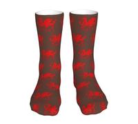 Breathable Trainer Socks Welsh Flag Rugby Red Dragon Of Wales Athletic Socks Novelty Walking Sock For Running Outdoor Walking 40Cm