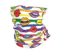 Breathable Tube Scarf, Bandana Red Pink Doodle Lips Pop Art Fashion Quick Drying Neck Gaiter for Skiing Climbing Tennis