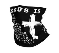 Breathable Tube Scarf,Jesus is My God My King My Savior White,Facial Shield UV Protection Neck Gaiter for Skiing Running Climbing 26X30cm