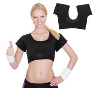 Breathable Underarm Sweat Vest for Women, Short Sleeve Sweat Absorbent Vest, Black Polyester Spandex, Ideal for Outdoor Activities, Medium
