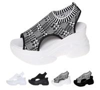 Breathable Walking Sandals Women, Sandals For Women Knit, Open Toe Wedge Sandal With Thick Sole, Versatile Slides For Office Days, Casual Outings, Seasonal Events, City Walk & Evening Plans