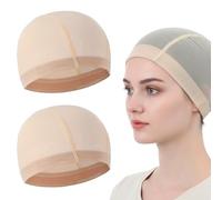 Breathable Wig Cap 2-Pack - Skin-Friendly Beige Fibre Grip Liner for Sensitive Scalps | Non-Slip Elastic Design, Invisible Under Wigs | All-Day Comfort & Secure Hold