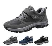 Breathable Winter Shoes with Buckles, Men's Winter Boots, Warm Lined, Waterproof, Comfortable Lace-Up Boots, Winter Shoes, Trainers, Non-Slip Casual Shoes, Outdoor Slip-On Boots, Hiking Shoes, gray, 9