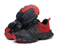 Breathable Work Safety Shoes for Men and Women, Anti-Smash and Anti-Puncture Labour Insurance Shoes, Steel-Toed Footwear, Lightweight Adventure Protection Sneakers(Red,8.5)