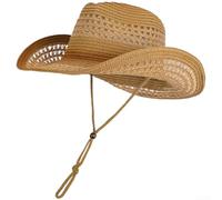 Breathable Woven Straw Hat Wide Brim Summer Cool(Khaki)