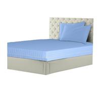 Breathable Zippered Mattress Protector Anti Dust Striped Mattress Cover Polycotton Encasement Full Zip Mattress Topper Single-Super King (Blue King)