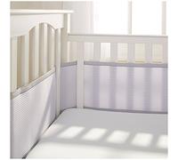 BreathableBaby Breathable Mesh Crib Liner - Deluxe Collection - Gray - Fits Full-Size Four-Sided Slatted and Solid Back Cribs - Anti-Bumper