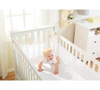 BreathableBaby Breathable Mesh Liner For Cot Beds - Covers 4 Sides - Classic - 3 mm - White - Long + Short Panels - Non-Padded Single Layer - Safer Than a Crib Bumper - UK/EU Safety Tested