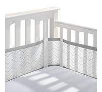 BreathableBaby Breathable Mesh Liner for Full-Size Cribs, Classic 3mm Mesh, Gray Chevron (Size 4FS Covers 3 or 4 Sides)