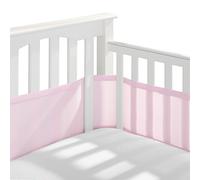 BreathableBaby Breathable Mesh Liner for Full-Size Cribs, Classic 3mm Mesh, Light Pink (Size 4FS Covers 3 or 4 Sides)