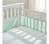 BreathableBaby Breathable Mesh Liner for Full-Size Cribs, Classic 3mm Mesh, Mint Green (Size 4FS Covers 3 or 4 Sides)