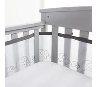BreathableBaby Breathable Mesh Liner for Full-Size Cribs, Deluxe 4mm Mesh, Elephants (Size 4FS Covers 3 or 4 Sides)