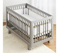 BreathableBaby Breathable Mesh Liner for Full-Size Cribs, Deluxe 4mm Mesh, Natural Linen (Size 4FS Covers 3 or 4 Sides)