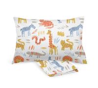 BreathableBaby Cotton Percale Pillowcase, for 13" x 18"/33 x 46 cm Toddler Pillow, Safari (2-Pack)