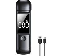 Breathalyser Police Accurate, High Precision Per Mille Meter with Digital Colour LCD Display, Professional Alcohol Meter with 10 Mouthpieces for Use at Home or at Parties