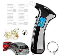 Breathalyzer, Alcohol Breath Testers with 10 Mouthpieces, Professional Portable Alcohol Detector with Digital LCD Screen, Semi-Conductor Sensor Breathalysers, High Accuracy Alcohol Testers (Black)
