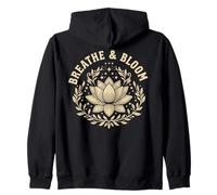 Breathe and Bloom Lotus Flower Nature Art Zip Hoodie
