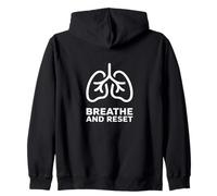 Breathe and Reset Minimal Lungs Breathwork Breathing Zip Hoodie