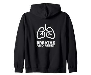 Breathe and Reset Minimal Lungs Breathwork Breathing Zip Hoodie