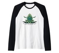 Breathe, Breathe, Out, Ribbit, Meditative Frog Yoga Mindful Raglan Baseball Tee