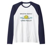 Breathe Deeply Live Fully - Mindfulness Yoga Yogis Mantra Raglan Baseball Tee