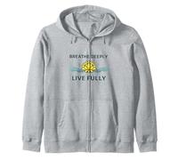 "Breathe Deeply Live Fully" - Mindfulness Yoga Yogis Mantra Zip Hoodie