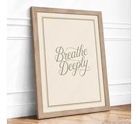Breathe Deeply Minimalist Framed Wall Art Print A3 (42×29.7cm) Oak, Wall Decor for Living Room, Bedroom, Office & Home, Ready to Hang, Art Gift