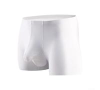 Breathe Easy in These Men's Ice Silk Boxer Briefs Featuring a Special Pouch Design (XL White)