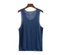 Breathe Easy in this Men's Sleek Ice Silk Vest A Must Have Piece for Your Workout Wardrobe or Casual Outings (3XL Dark Blue)