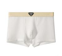 Breathe Easy with Mens Large Size Ice Silk Underwear, Comfortable and Stylish Boxer Briefs (L White)