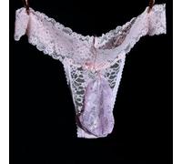 Breathe Easy with Men's Large Size Lace Thong Panties Stylish and Comfortable Design (XXL White (L Pink (lace))
