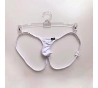 Breathe Easy with Our Men's Sheer Ice Silk Jock Strap Supporter Stylish Backless Briefs (M White)