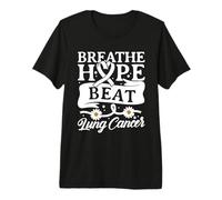 Breathe Hope Beat Lung Cancer - Lung Cancer Awareness Premium T-Shirt