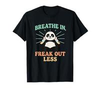 Breathe in Freak Out Less Meditating Panda Pastel Calm T-Shirt