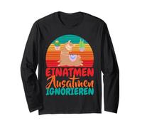 Breathe Inhalation, Exhale, Ignore Yoga lama with Retro Long Sleeve T-Shirt