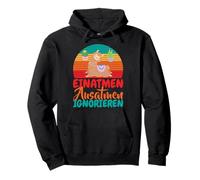 Breathe inhalation, exhale, ignore yoga lama with retro Pullover Hoodie