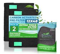 Breathe Naturally Universal 12x48 Cut-to-Fit Activated Carbon Filter (2 Pack) Charcoal Air Filter Sheet for Air Purifiers