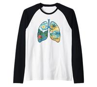Breathe Nature Lungs Camping Mountains Surf Beach Raglan Baseball Tee
