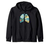 Breathe Nature Lungs Camping Mountains Surf Beach Zip Hoodie