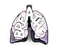 Breathe Pink Lungs Human Medical Organ Metal Enamel Pin Badge