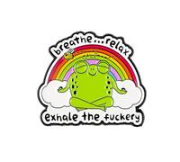 Breathe... Relax Exhale The ery Meditating Frog Pin Brooch, Sarcastic Mindfulness Enamel Pin, Funny Gift For Sassy Friend Coworker, Rude Humor Brooches, Mindful But Sweary Lapel Badge, Edgy Quote